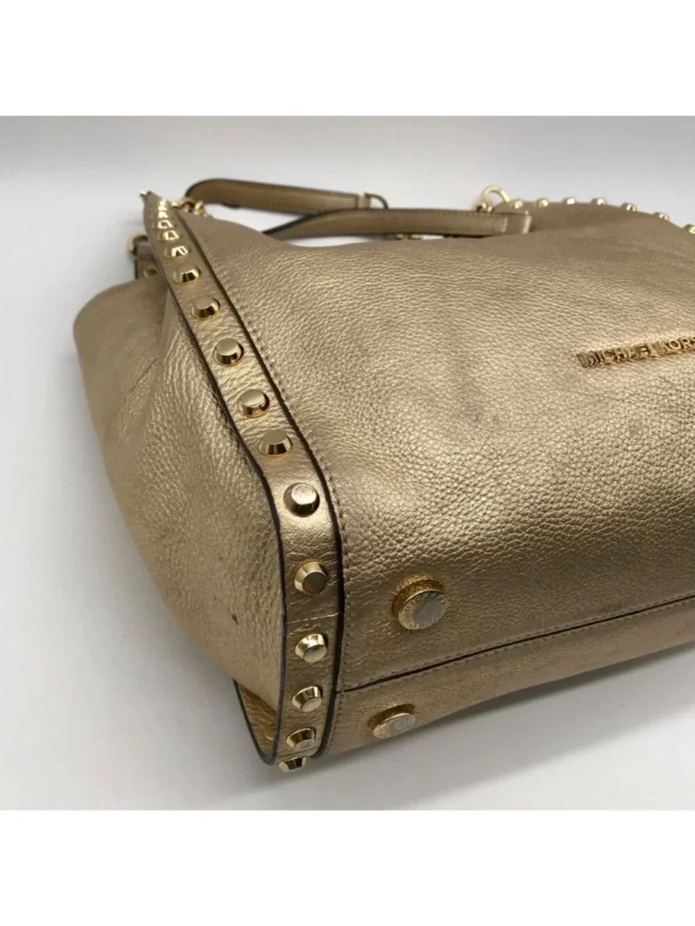 Michael Kors Gold Studded Newbury Medium Chain Shoulder Bag